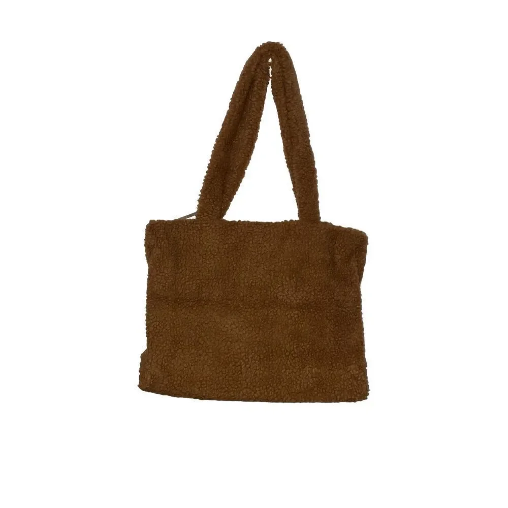 NEW Victoria Secret PINK Fuzzy Cozy Brown Plush Sherpa Tote Bag